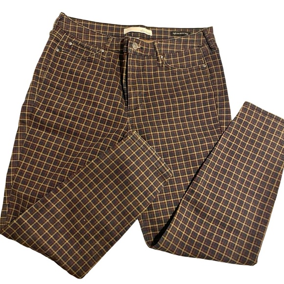 Ella Moss Plaid High Rise Skinny Ankle Pants - Picture 1 of 13